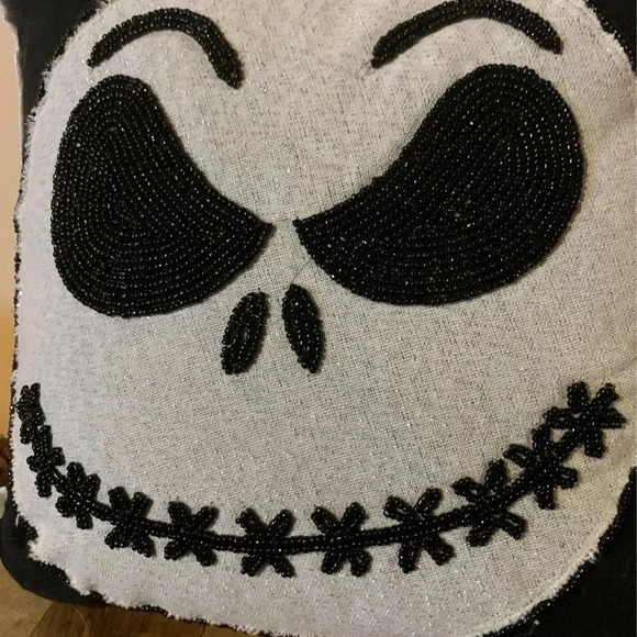 Beaded Glitter Jack Skeleton Nightmare Before Christmas Pillow - Picture 4 of 4